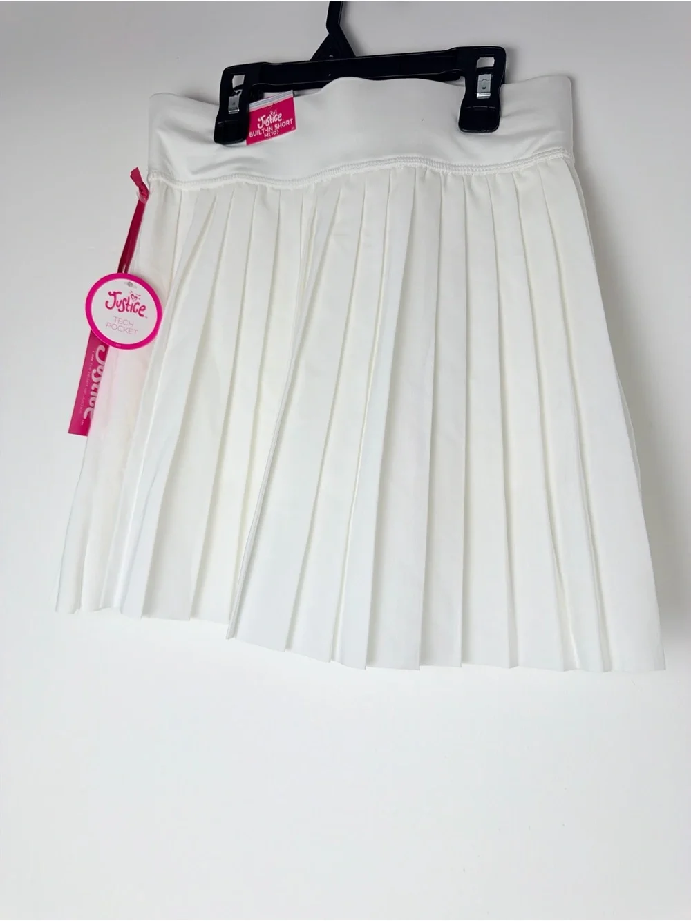 Justice White Asymmetrical Pleated Sport Skirt